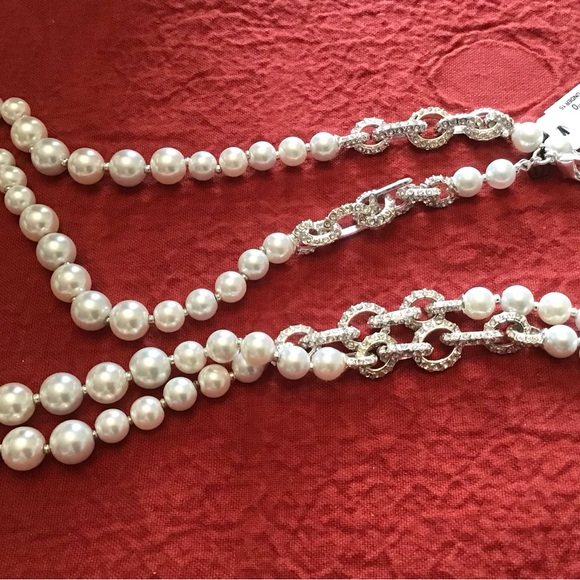 Anne Klein Faux Pearl & Rhinestone Necklace - Picture 4 of 11